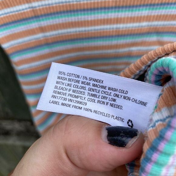 Art Class Pastel Striped Ribbed T-Shirt Dress | L - Picture 3 of 4